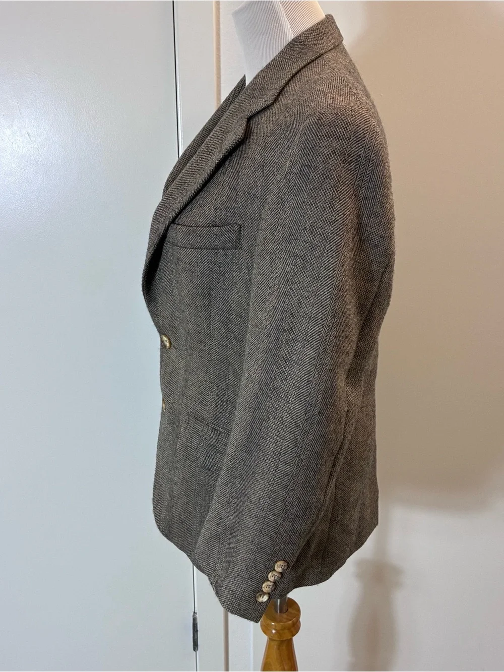 Chaps Ralph Lauren Brown Herringbone Wool Sport Coat Blazer Mens 40R USA Made